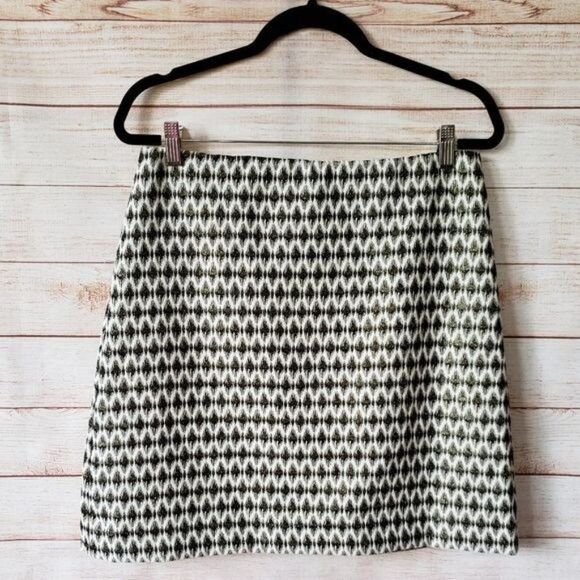 LOFT A-Line Metallic Mini Skirt Lined Brown/Cream Women's Size 10 - Picture 1 of 12